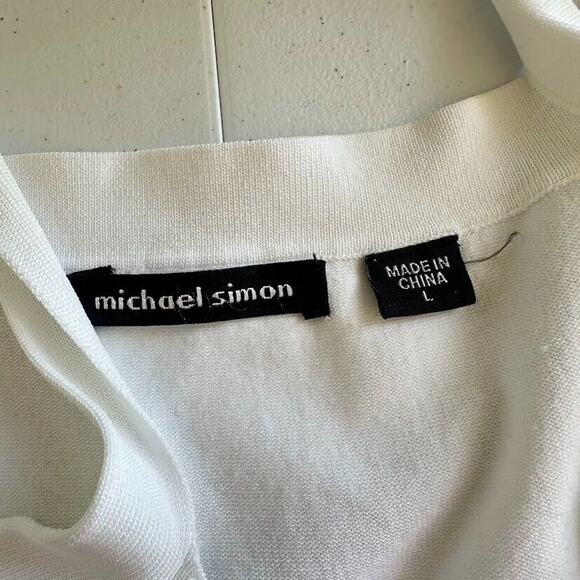 Michael Simon Beaded White Sweater Tank Top Basic Staple Minimalist Size Large - Picture 7 of 8